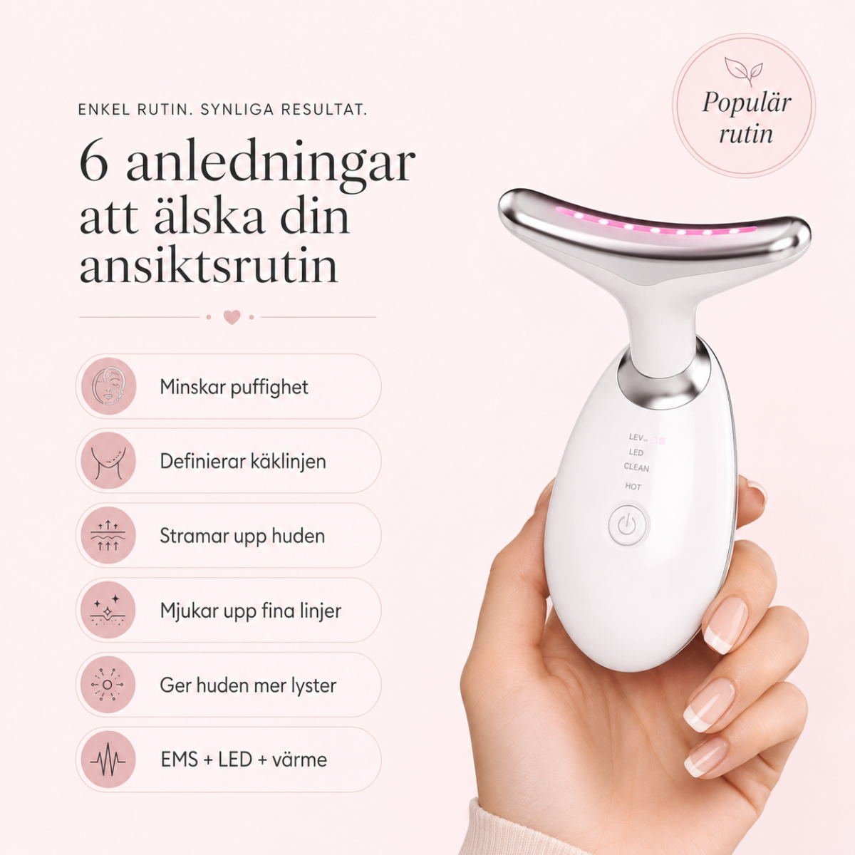 Veluni GlowLift™ - Ansiktsmassage med LED, värme & EMS
